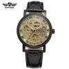 Reloj de Pulsera Mecánico de Cuerda Manual Fashion Winner para Hombre, Estilo Steampunk Esqueleto, Correa de Cuero Casual, Reloj de Pulsera de Gama Alta