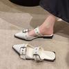 Fashion Women Flat with Shoes 2024 Designer Luxury Buckle Fashion Ladies Flats Shoes Slingback Pointed Toe Casual Female Sandals Mules