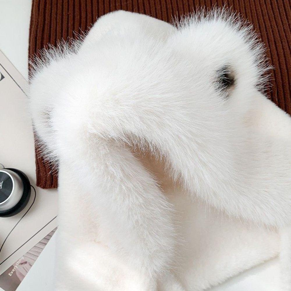 Three-in-one Scarf Hat Gloves Set Winter Hooded Scarf Sweet Plush Bear Ears Hat  Children