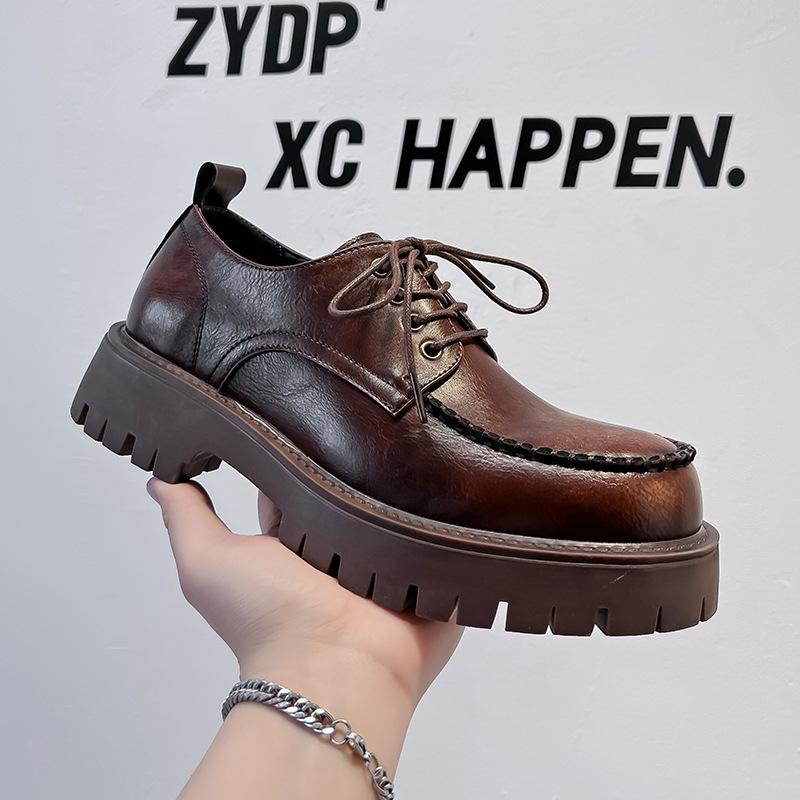 New big head leather shoes men's British retro heightening platform men's shoes youth low-top Martin shoes 76119-B