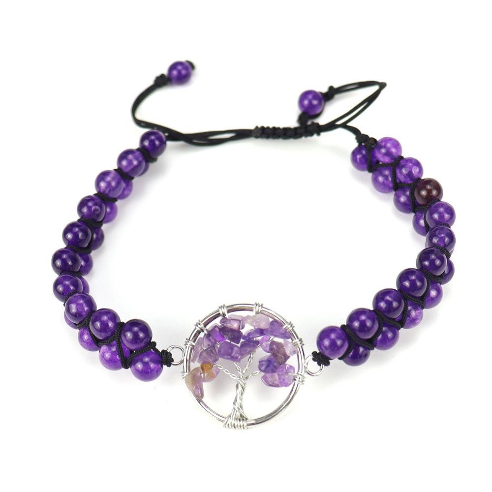 

Handwoven Natural Crystal Red Agate Beads Tree Of Life Bracelet Bracelet Adjustable B12 аметист