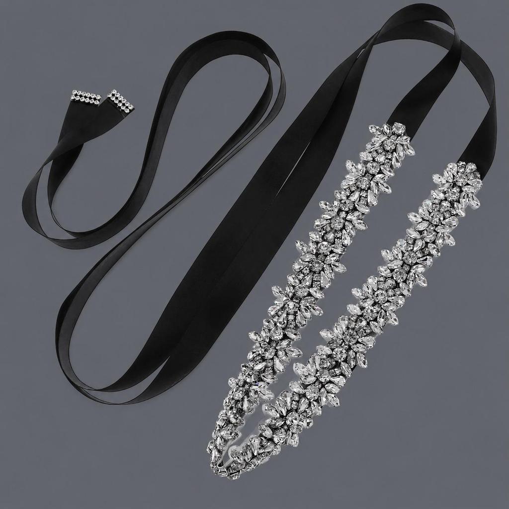 Elegant Silver Rhinestone Wedding Belt – Versatile High-End Dress Accessory for Fashion Shows and Performances