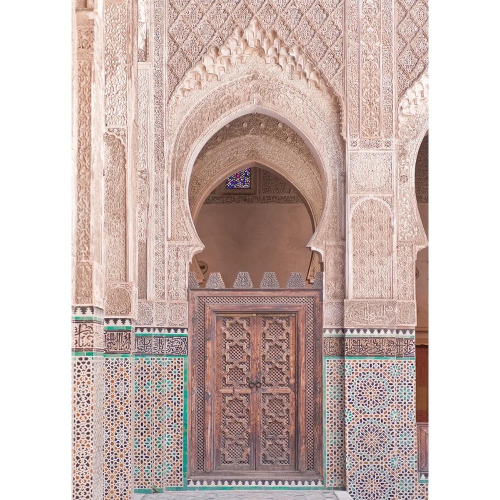 Moroccan Door Arab Canvas Print Islamic Muslim Wall Architectural Wall Art Poster for Living Room Bedroom Eid Al-Fitr Home Decor