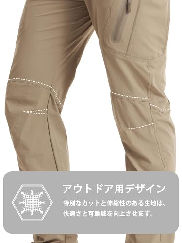 TACVASEN Men's Lightweight Cargo Pants for Spring and Summer, Chino Pants, Solid Color, Water-Repellent, Fishing, Workwear, Trekking, Khaki, Size 3XL