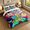 3 dalių patalynės komplektas Teen Titans Go Minkštas paklodė ir du užvalkalai Namų miegamojo dekoras