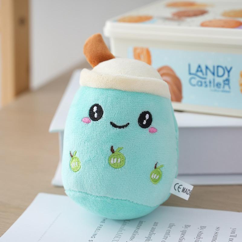 Porte-clés Peluche Bubble Tea Pendentif Sac à Dos Kawaii Perle de Vie Réelle Fruit Boisson au Lait Peluche Douce Peluches Peluche Jouet Décor Cadeau white