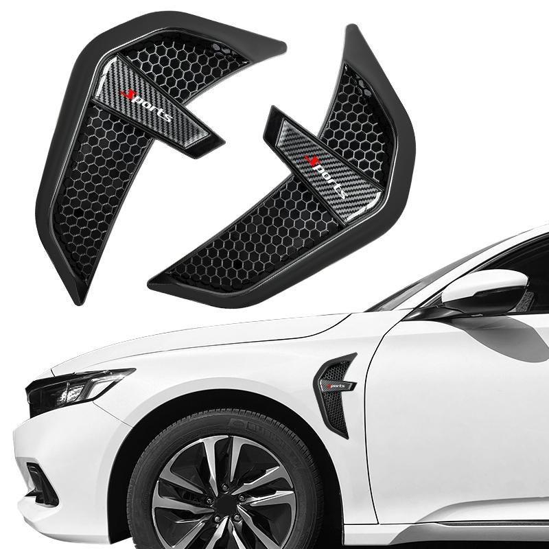Car Side Air Fender Intake Vent Spoiler Cover Black TPU Shark Gilles Trim Universal Carbon Fiber Pattern Car Side Exterior Accessories