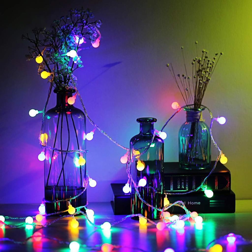 Multicolour Lights 6M 40Pcs LED Battery Powered Ball String Lights Two Mode Shining Decoration Christmas Wedding Birthday Holiday Party Bedroom