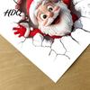 Holiday Window Clings Christmas Toilet Sticker Funny Santa Claus Lid Tank 3D Hole Effect Wall Art Self-Adhesive Waterproof PVC Decal for Bathroom