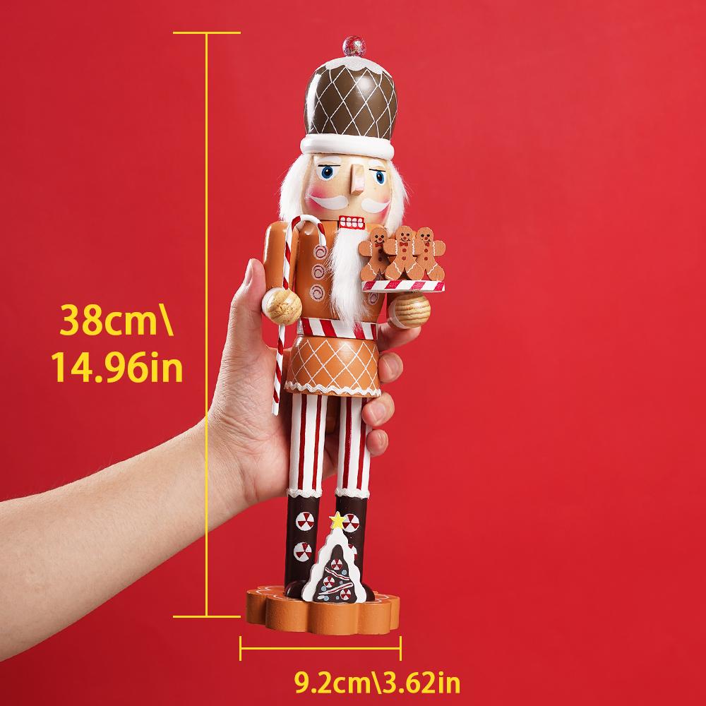36CM Nutcracker Toffee Colored Nutcracker Gingerbread Man Baker Handcraft  Home Office Table Xmas Decoration Christmas Gift