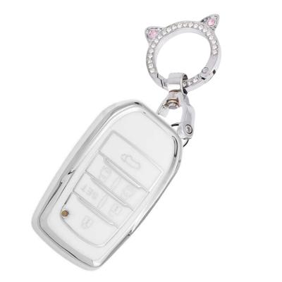 ZANEKO Alphard Key Case Compatible Toyota Alphard 30 Series Early Period Key Cover 6 Buttons (Cute Cat Ears, White)