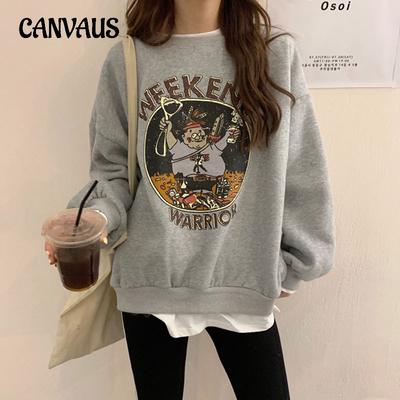 Plus Size Wattiertes Sweatshirt Damen Herbst und Winter Lockeres Oberteil