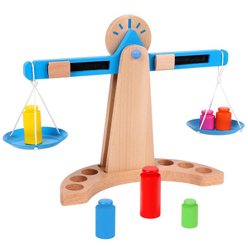 Montessori Math Teaching Tool Wooden Balance Scale Children'S Balance Weighing Early Education Educational Toys For Kids