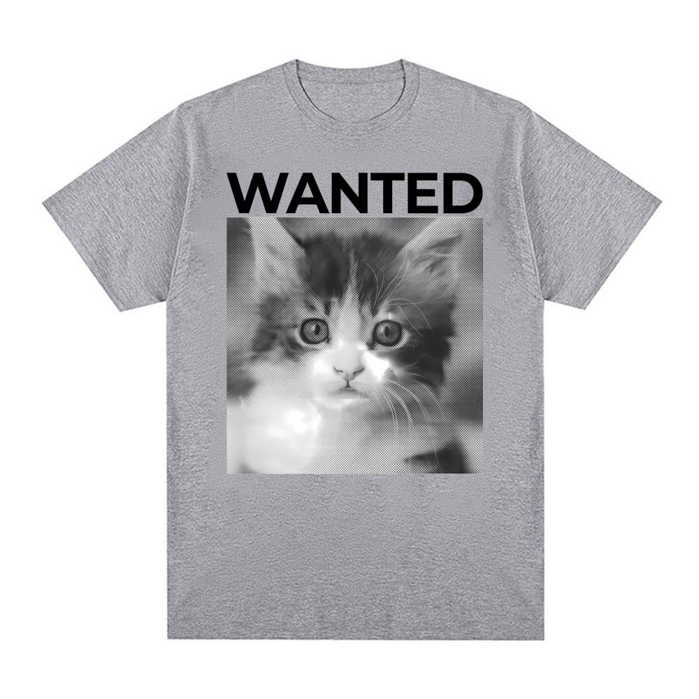 Wanted Cat Cute Funny Kawaii Kitten Graphic Tee Shirt Unisex Women Clothing Fashion Vintage Hot Sale T Shirts Cotton Casual Tshirt