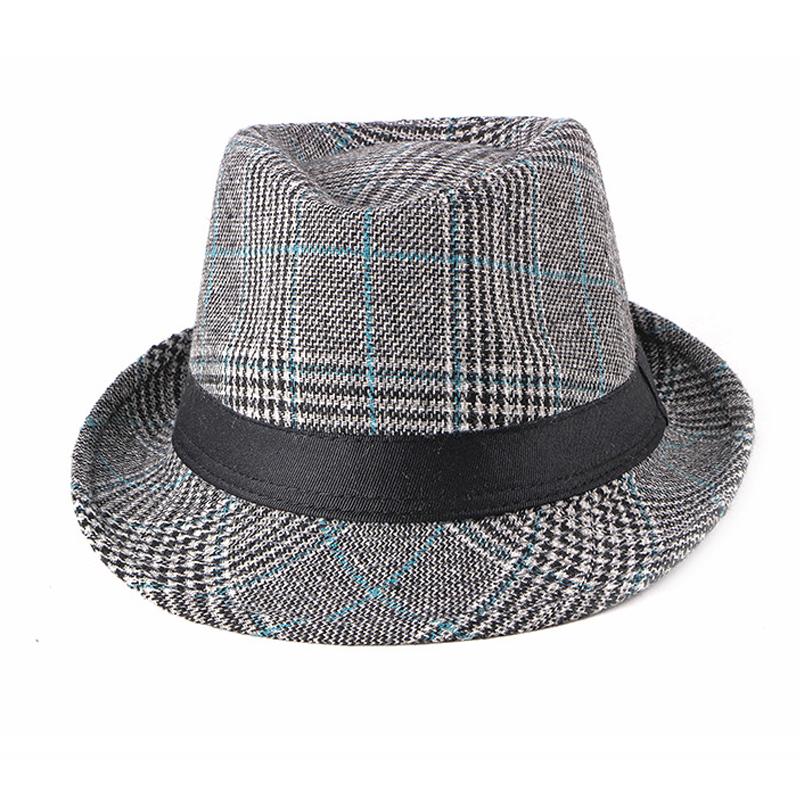 Autumn Winter Men's Woolen Jazz Hat British Plaid Hat Women's Hat