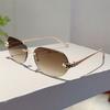 Rimless Oval Sunglasses Men New Fashion Vintage Gradient Casual Shades Women Trendy Luxury Brand Design Decor Sun Glasses