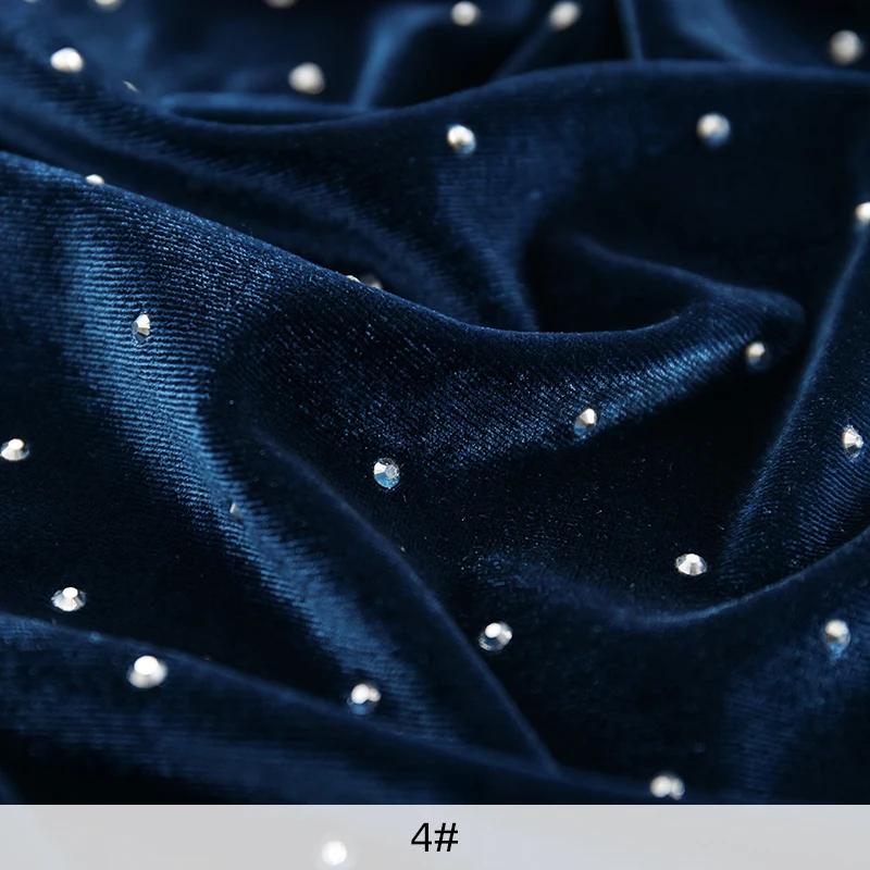 150x45/180cm Elastic Knitted Rhinestone Velvet Fabric For Evening Dresses, Stage Clothes Christmas Decoration Fabrics TJ20611
