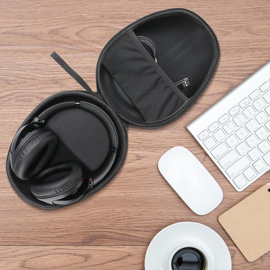 ProCase Headphone Case, Shockproof Hard EVA Oval Headphone Bag with Dustproof Ear Pad Covers, Universal Fit for Various Headphones – Black
