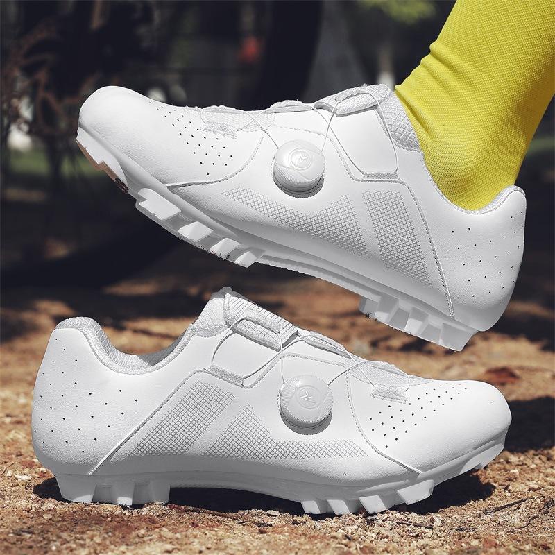 2025 summer pure white road car lock shoe set breathable men's and women's outdoor bicycle shoes unlocked cycling shoes large size
