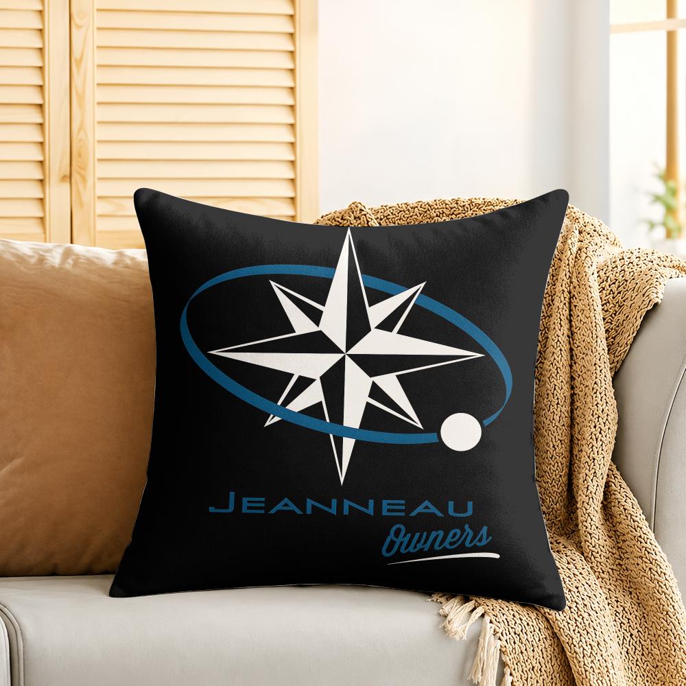 JJeanneau Yacht LOGO Cushion Cover Silky Short Plush Invisible Zipper Dustproof Sofa Pillow Case For Home Decor