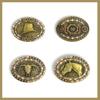 Western Belt Buckle for Men Cowboy Head Oval Buckle with Wood Grain Beads Vintage 10 x Gift [Rockyu] Hat/Boots/Horse Decoration, Alloy, Style, 7.4 cm,