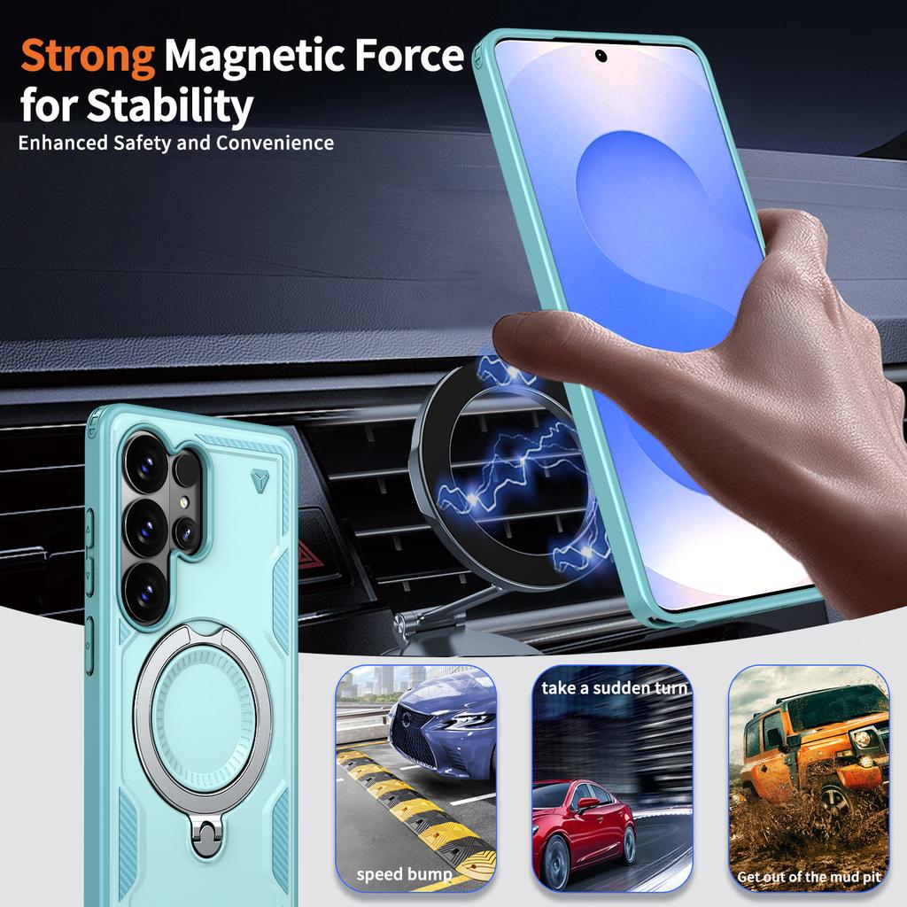 case for Samsung S26 S25 S24 S23 S22 ultra 360 degree rotating pivot magnetic bracket phone case Anti-Fingerprint Shock Proof