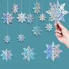 6pcs New 3D Christmas Snowflake Pendant DIY Multicolor Snowflake Ornament Laser Xmas Tree Hanging Decor New Year
