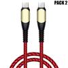 2 USB-C To USB-C Fast Charging Cables 60W for Samsung Galaxy A16 A15 A13 A14 A03s A04s A22 A23 A24 A36 - Red Nylon 1 Meter