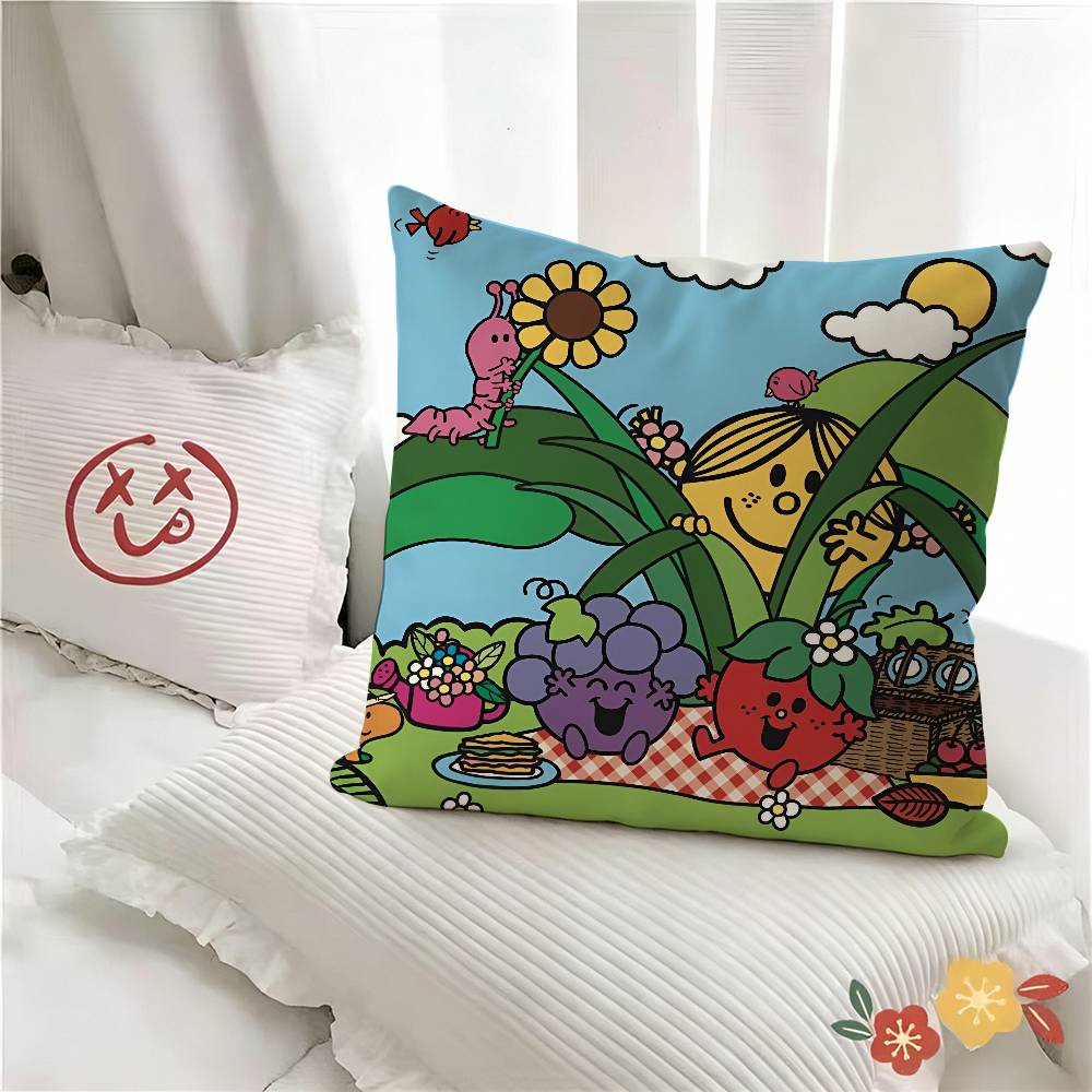 Pc Cartoon Mr Men And Little Miss Pillow Case Fashion Square Pillowcase Bedroom Sofa Room Ins Decoration Leisure