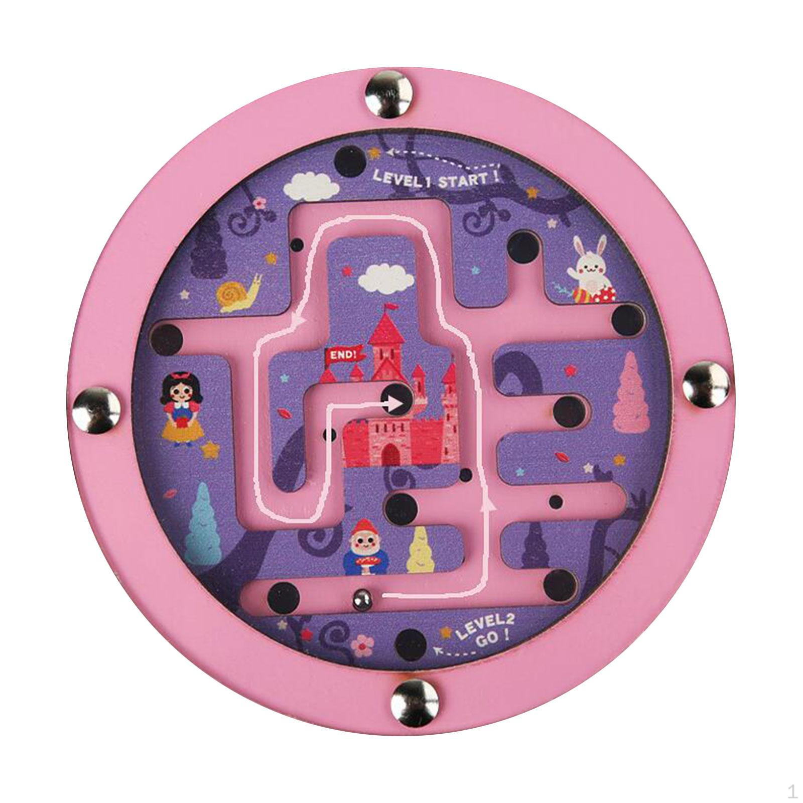 

Double Sided Maze Ball Toy Logical Game Develop Intelligence Teaching Aids Wooden Labyrinth Board рожевий