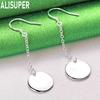 925 Sterling Silver Simple Polished Round Pendant Earrings - Fashionable Banquet Jewelry