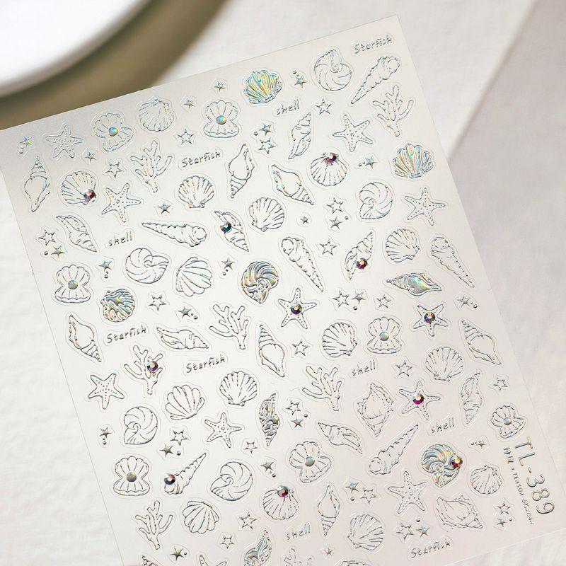 

Seashell Starfish Ocean Wind Glass Broken Pearl Nail Beauty Stickers Waterproof Nail Sticker Ornament Tl389 391 TL389 (laser + colored diamond)