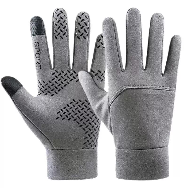 Polar Fleece Gloves, Non-Slip, Thickened, Fleece-Lined, Warm, for Cycling, Winter Driving, Cold-Proof, Windproof, Waterproof, Touch Screen