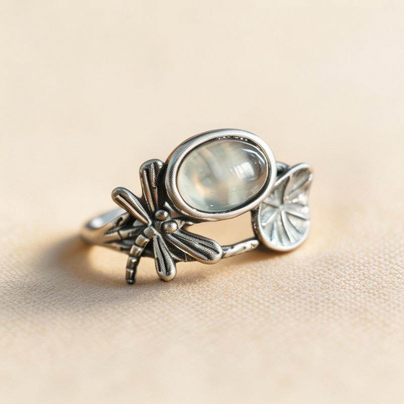 Xiaomi BF CLUB 925 Sterling Rings for Women Simple Geometric Handmade Irregular Moonstone Retro Ring Allergy For Birthday Gift