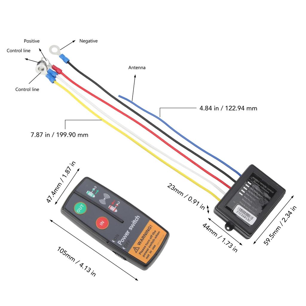 Wireless Winch Remote Control, Handset Switch Controller DC 24V 3 in 1