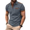 New cross-border men's casual POLO shirt chest pocket lapel button splicing color scheme versatile T-shirt