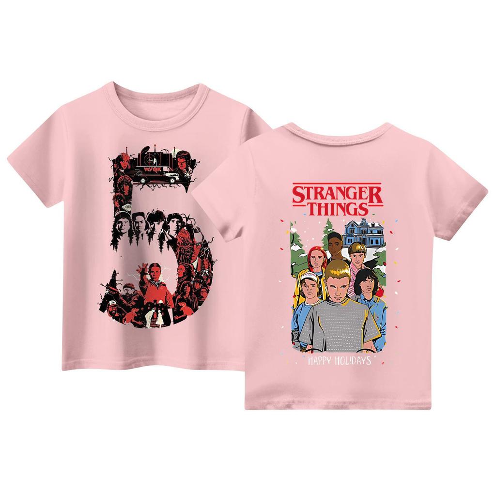 Dětské topy s krátkým rukávem Tričko s potiskem pro volný čas a kulatý výstřih