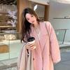 Women's Mid-Length Pink Double-Faced Wool Coat - 2025 Korean Autumn/Winter Style