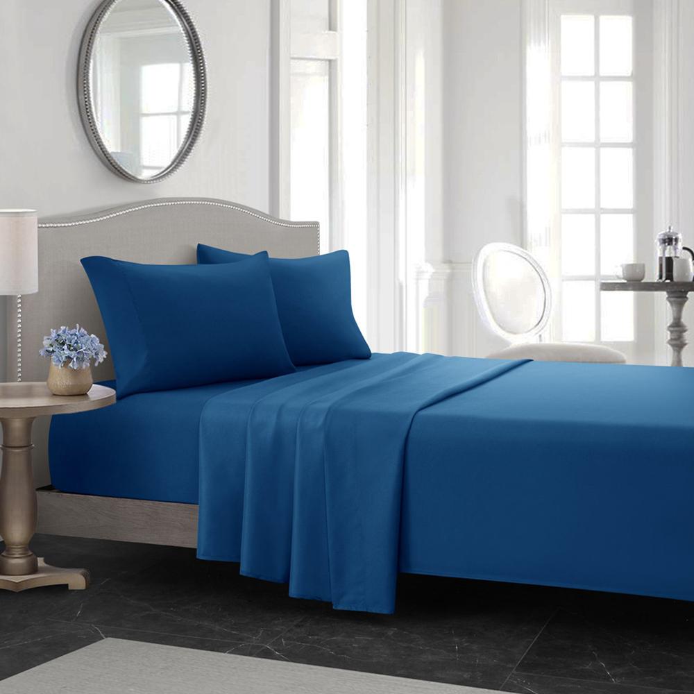 4pcs Sheet Set Lightweight Super Soft Easy Care Wrinkle Free Microfiber Bedding Sets with 14-Inch Deep Pockets for Women Men