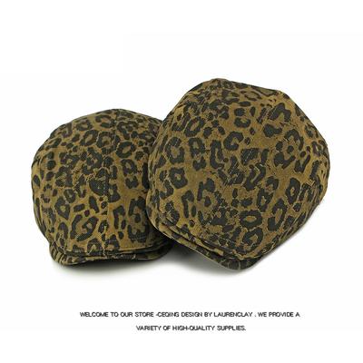Vintage Leopard Print Beret Women's British Peaked Cap Vintage Progressive Hat Painted Hat