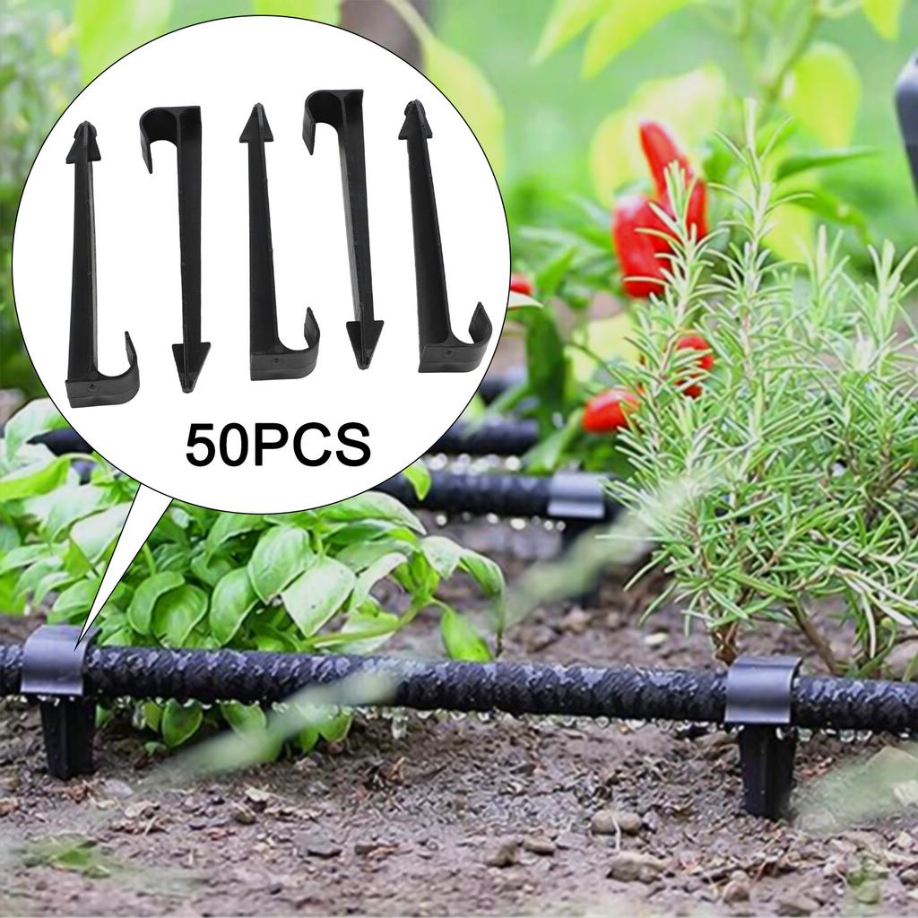 Black High Quality Set Ground Stakes Pipe 50PCS Tube C-Type Yard DN16 Garden Holder Hose Irrigation Leaky Line
