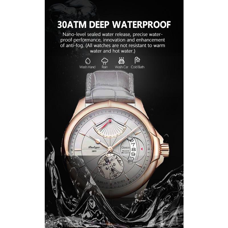 POEDAGAR Men Watch Fashion Top Luxury Sport Wristwatch Waterproof Luminous Leather Date Quartz Man Watches + Box