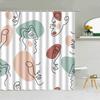 Line Art Shower Curtain for Bathroom Accessories Folding Partition Curtains Bath Bedrooms Houses Rooms Quarto Waterproof FaXT6