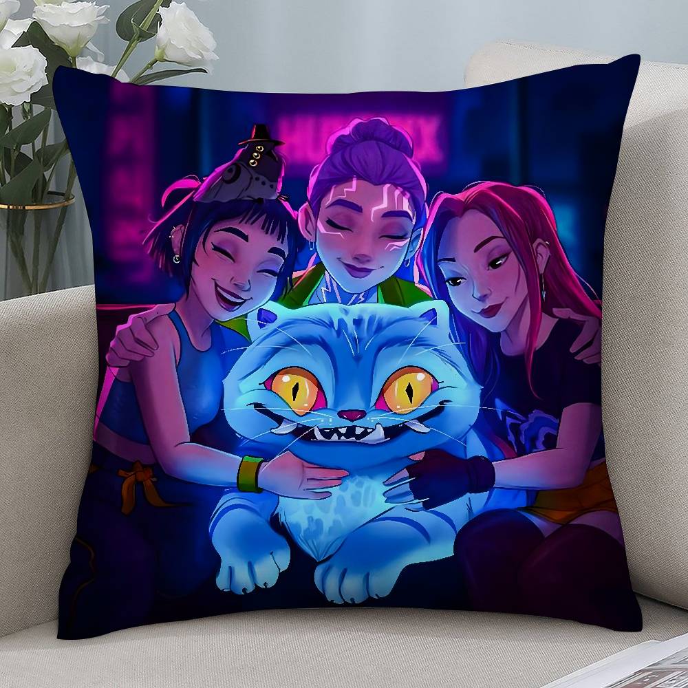 K-Kpop D-Demon H-Hunters Pillow Case Short Plush Print Square Throw Pillow Covers Sofa Home Cushion Decor