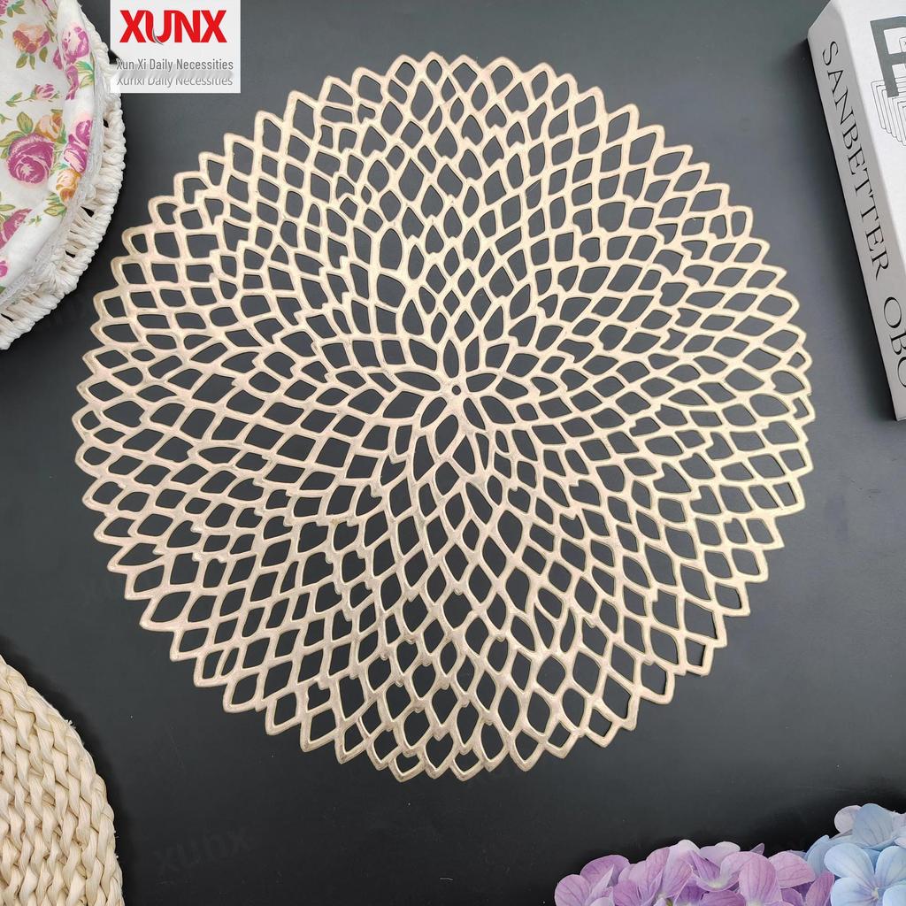 PVC Hollow Heat-Insulation Hot Stamping Placemat - Western Style Best Seller