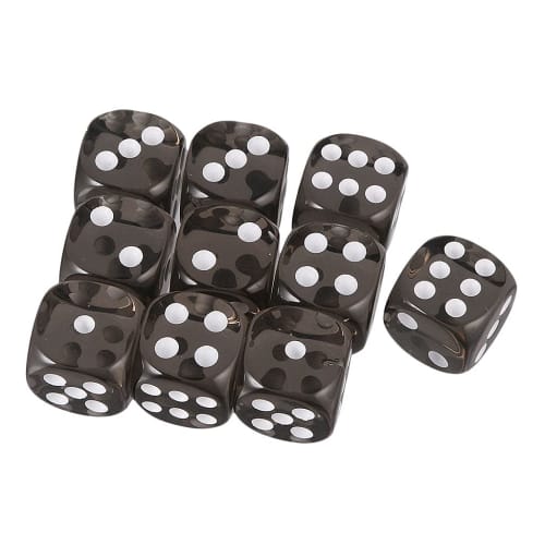 [Generic] Set of 10 Tabletop Role-Playing Game Acrylic Toy Six-Sided Dice, D6, Available In 10 Colors - Black