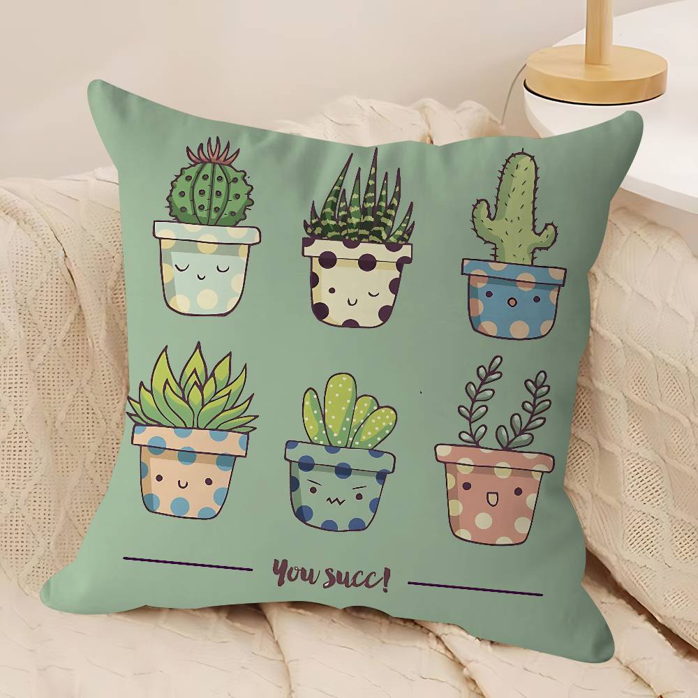 Niedlicher Cartoon Sukkulenten Kissenbezug Kissenbezug Deko Kissenbezug Bedruckter Kissenbezug für Couch