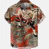 Summer Men's Dragon Pattern Element Shirt Social Casual Vintage Hawaiian Shirt  New Oversize Short Sleeve Street Clothing