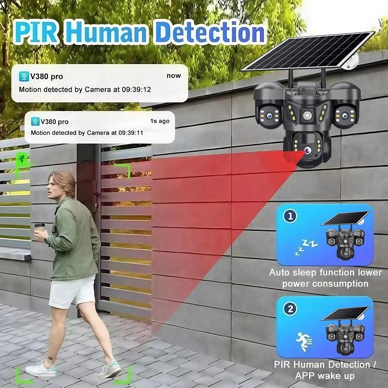 LS VISION 3-linser 4G solcellekamera HD 15 MP 360 utendørs vanntett CCTV nattsyn toveis lydkamera menneskedeteksjon IP-kamera V380 Pro