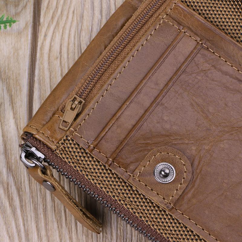 Мужской кошелек из натуральной кожи с двойной молнией — фото 3